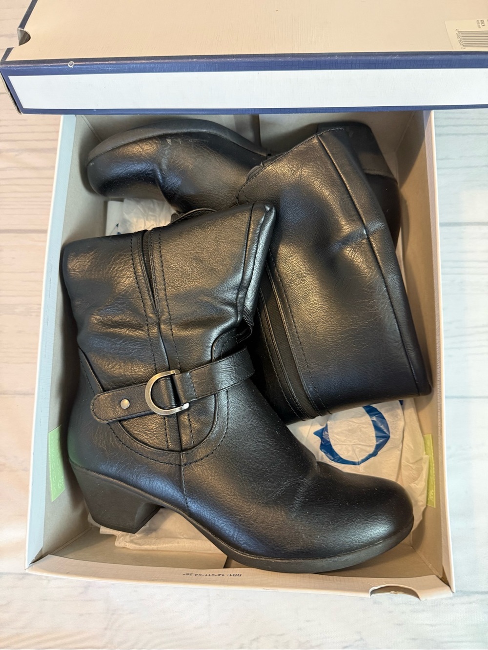 Kohl's Croft & Barrow Black Mid-Heel Faux Leather Wide Calf Boots